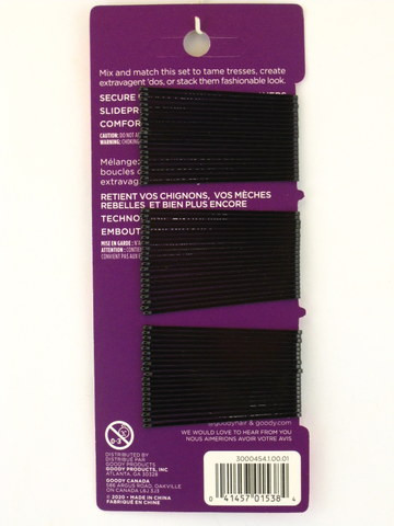 Goody Black Bobby Hair Pins - Back of Package