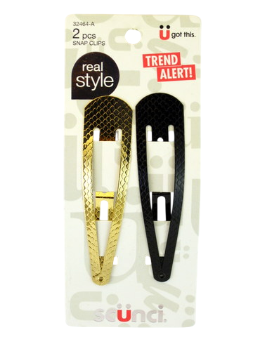 Scunci Long Metal Snap Clips - 2 Pcs.