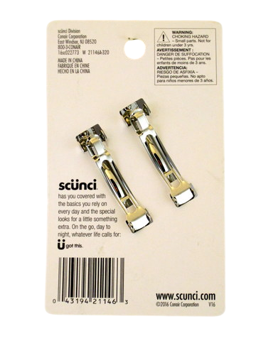 Scunci Crystal Auto Clasp Hair Barrette - Back of Package