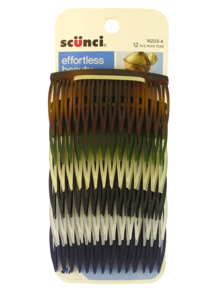 Scunci Assorted Color Side Hair Combs - 12 Pcs.