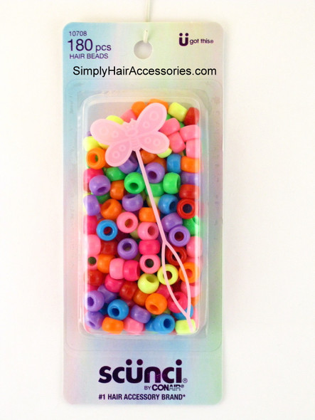Scunci Girls Assorted Color Braiding Beads - 180 Pcs.