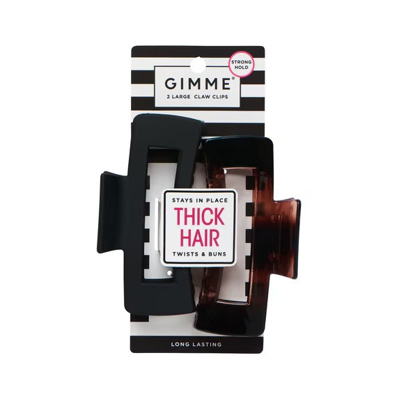 Gimme Rectangular Cut Out Thick Hair Claw Clips - Black & Tortoise - 2 Pcs.