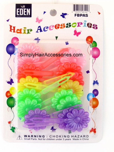 Eden Girls Self Hinge Pastel Flower Hair Barrettes