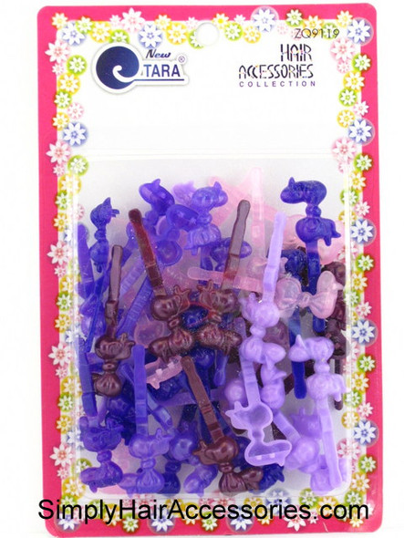 Tara Self Hinge Baby Bow Hair Barrettes - Shades of Purple