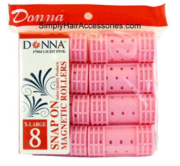 Donna X-Large 1-1/8" Snap On Magnetic Hair Rollers - 8 Pcs.