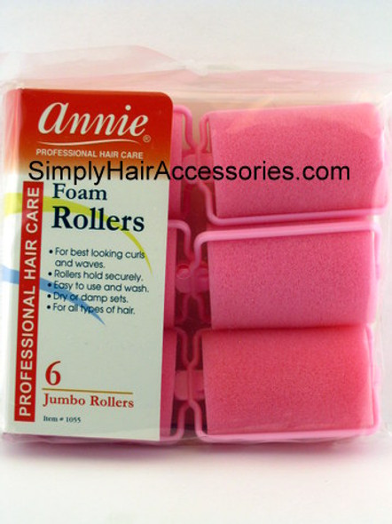 Annie Medium 1-1/2" Jumbo Foam Hair Rollers - Pink