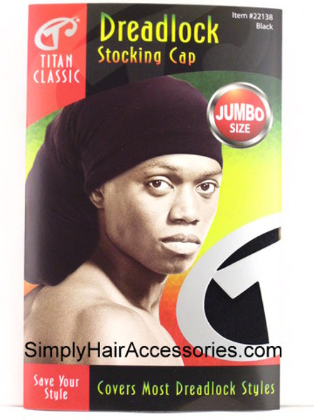 Titan jumbo dreadlock stocking  cap - Black