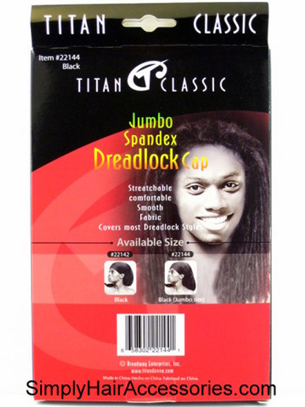 Titan Classic Spandex Jumbo Dreadlock Cap - Back of Package