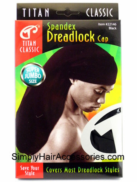 Titan Classic Spandex Super Jumbo Dreadlock Cap - Black