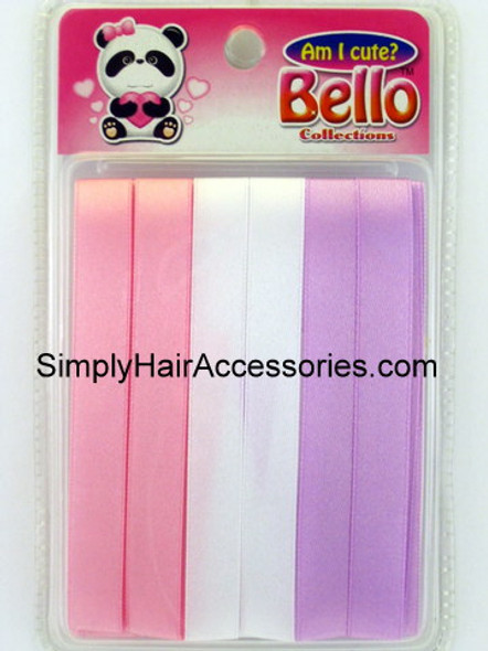 Bello Girls Hair Ribbons - Pink, White, Purple