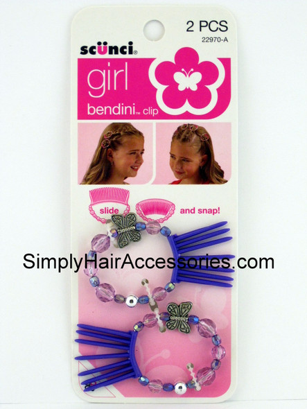 Scunci Girl Bendini Beaded Hair Clips - Purple & Pink - 2 Pcs.