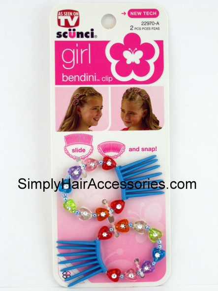 Scunci Girl Bendini Beaded Hair Clips -  Dark Blue - 2 Pcs.