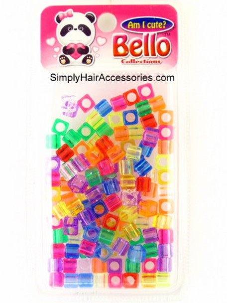 Bello Girls Cube Shaped Assorted Color Braiding Beads - Front of Package