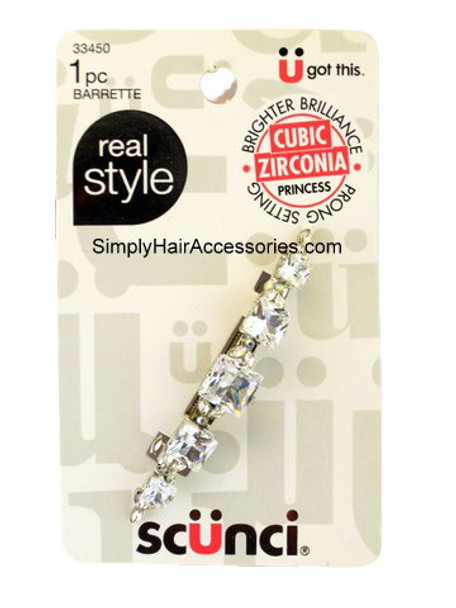 Scunci Cubic Zirconia Auto Clap Metal Hair Barrette - 1 Pc.