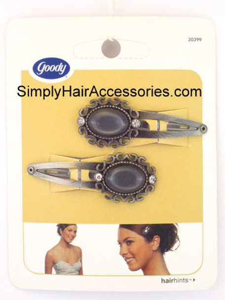 Goody Luxe Gray Pearl Stone Contour Clips - 2 Pcs.
