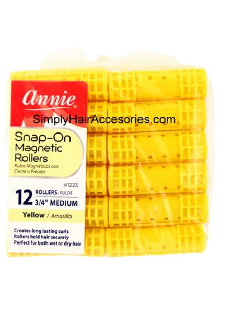 Annie Medium 3/4" Snap On Magnetic Hair Rollers - 12 Pcs.