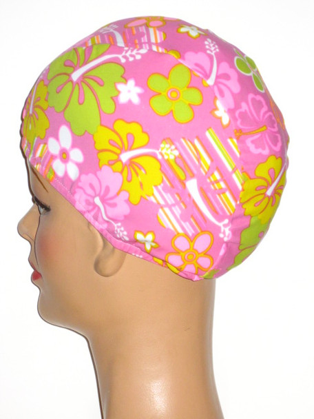 Swimcaps by Fran Pink Floral Print Lycra Swim Cap