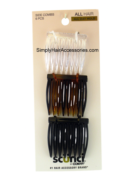 Scunci Assorted Color Side Hair Combs - 6 Pcs.