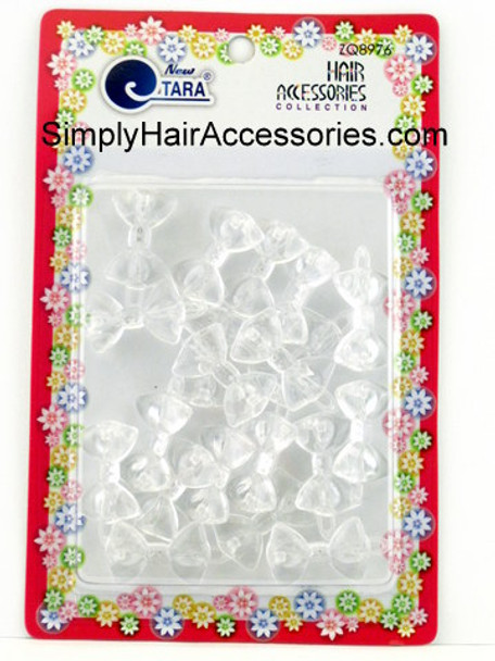 Tara Girls Self Hinge Plastic Mini Bow Hair Barrettes - Clear - 20 Pcs.