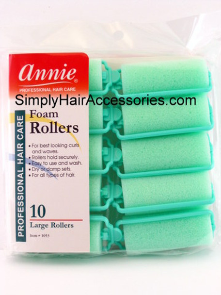 Annie Large 1" Foam Hair Rollers - Green