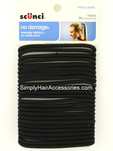 Scunci No Damage Thick Hair Black Ponytail Holders