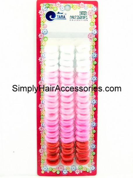 Tara Small Terry Ponytailers - Pink & White - 60 Pcs.