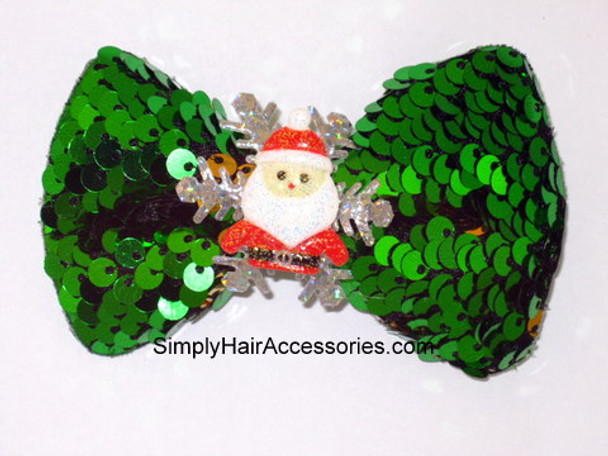 Christmas Santa Sequin Hair Bow