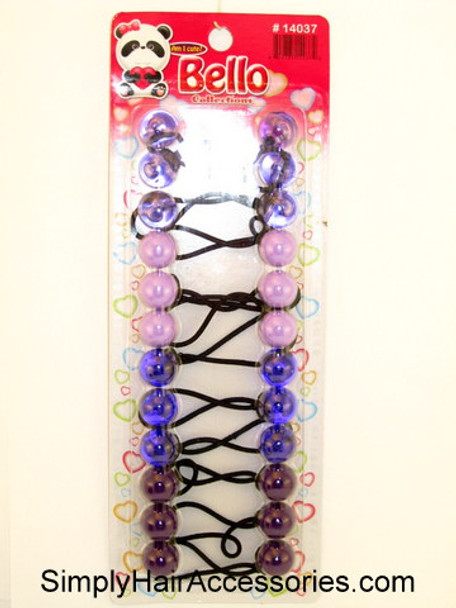 Bello Twinbead Ponytail Holder Elastics - Shades of Purple