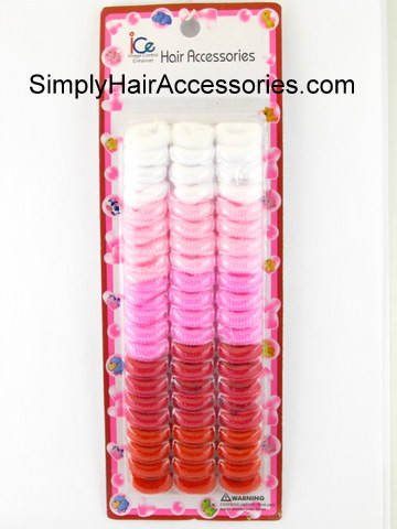 I.C.E. Small Terry Ponytailers  - White, Pink & Red - 60 Pcs.