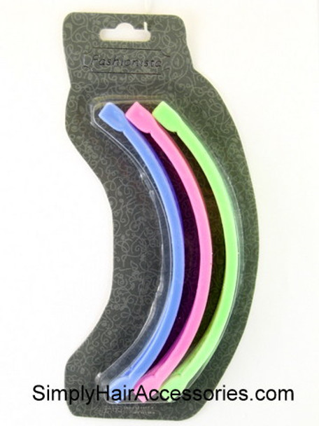 Fashionista 6" Banana Clip Hair Combs - Blue, Pink & Green - 3 Pcs.