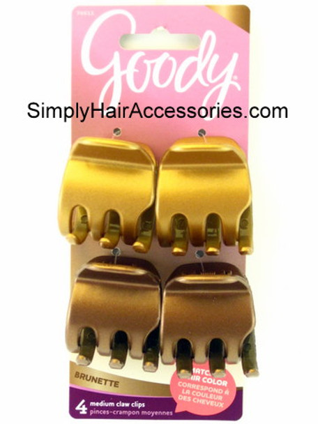 Goody Brunette Medium Claw Hair Clips - 4 Pcs.