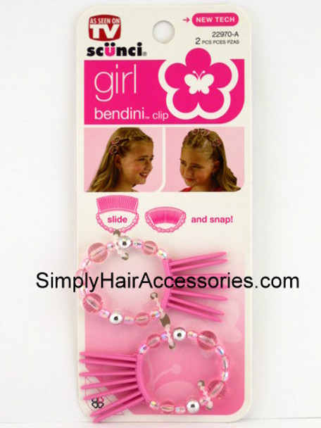 Scunci Girl Bendini Beaded Hair Clips -  Light Pink - 2 Pcs.