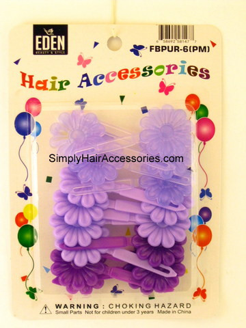 Eden Girls Self Hinge Flower Barrettes - Shades of Purple - 16 Pcs.