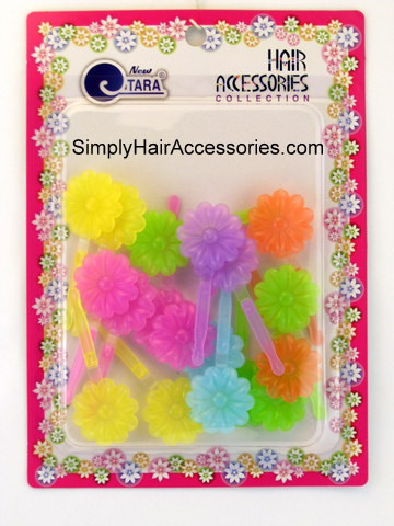 Tara Self Hinge Assorted Small Daisy Hair Barrettes - 18 Pcs.