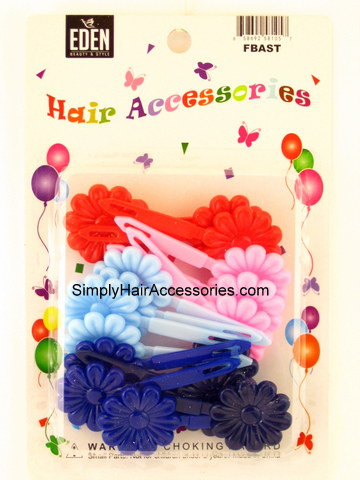 Eden Girls Self Hinge Flower Hair Barrettes - 16 Pcs.