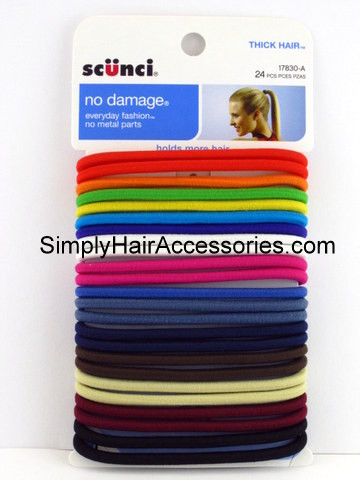 Scunci No Damage Thick Hair Ponytail Hair Elastics 24 Pcs
