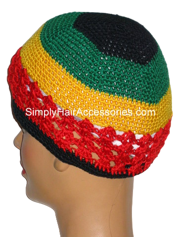Fish Net Jamaican Knit Skull Kufi Cap