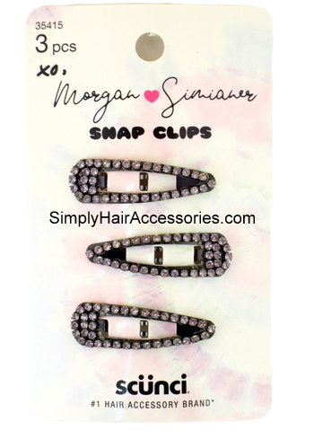 Morgan Simianer xo Scunci Small Rhinestone Snap Clips - 3 Pcs.