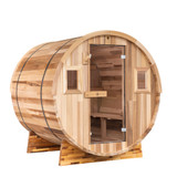 Redwood Outdoors - Cedar Barrel Sauna - Outdoor Sauna - This is our best selling sauna. A great barrel sauna for any backyard or property. Enjoy the relaxing benefits of a traditional dry sauna or throw some water on the rocks and enjoy the steam!