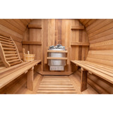 Redwood Outdoors - Thermowood Barrel Sauna - Outdoor Sauna - This is our best selling sauna. A great barrel sauna for any backyard or property. Enjoy the relaxing benefits of a traditional dry sauna or throw some water on the rocks and enjoy the steam!