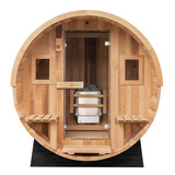 Redwood Outdoors - Thermowood Barrel Sauna - Outdoor Sauna - This is our best selling sauna. A great barrel sauna for any backyard or property. Enjoy the relaxing benefits of a traditional dry sauna or throw some water on the rocks and enjoy the steam!
