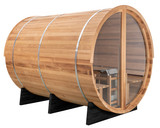 Redwood Outdoors - Panorama Barrel Sauna - Outdoor Sauna. The Panorama Barrel Sauna is our flagship sauna. It’s a must-have for properties surrounded by breathtaking natural scenery. Bathe in this eco-friendly sauna whilst taking in the great outdoors through the Panorama viewing window.