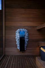 Harvia's Spirit series digital sauna heater, made by Harvia in Finland, is a traditional Finnish-style wall-mounted sauna heater.