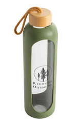 Introducing the Redwood Outdoors Glass Water Bottle – your perfect companion for a rejuvenating sauna experience. Crafted with sleekness and durability in mind, this bottle not only carries our iconic logo at its center but also embodies the essence of our commitment to quality.