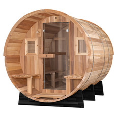 Redwood Outdoors - Cedar Barrel Sauna - Outdoor Sauna - This is our best selling sauna. A great barrel sauna for any backyard or property. Enjoy the relaxing benefits of a traditional dry sauna or throw some water on the rocks and enjoy the steam!