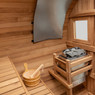 Redwood Outdoors - Thermowood Barrel Sauna - Outdoor Sauna - This is our best selling sauna. A great barrel sauna for any backyard or property. Enjoy the relaxing benefits of a traditional dry sauna or throw some water on the rocks and enjoy the steam!