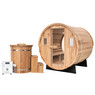 Panorama Barrel Sauna - Outdoor Sauna. A must-have for properties surrounded by breathtaking natural scenery. Bathe in this eco-friendly sauna whilst taking in the great outdoors through the Panorama viewing window and then cool off in the Alaskan Cold Plunge Tub.
