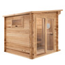 The Redwood Outdoors 8 person garden sauna is a stylish modern cube sauna design that is the perfect fit for any backyard.