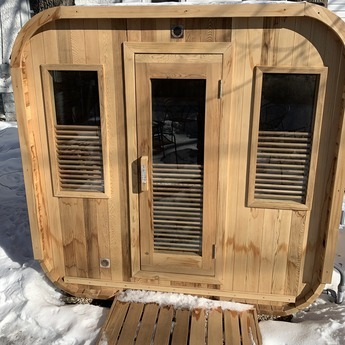 Backyard outdoor family sized saunas