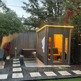 Backyard 4 person cube sauna inspiration